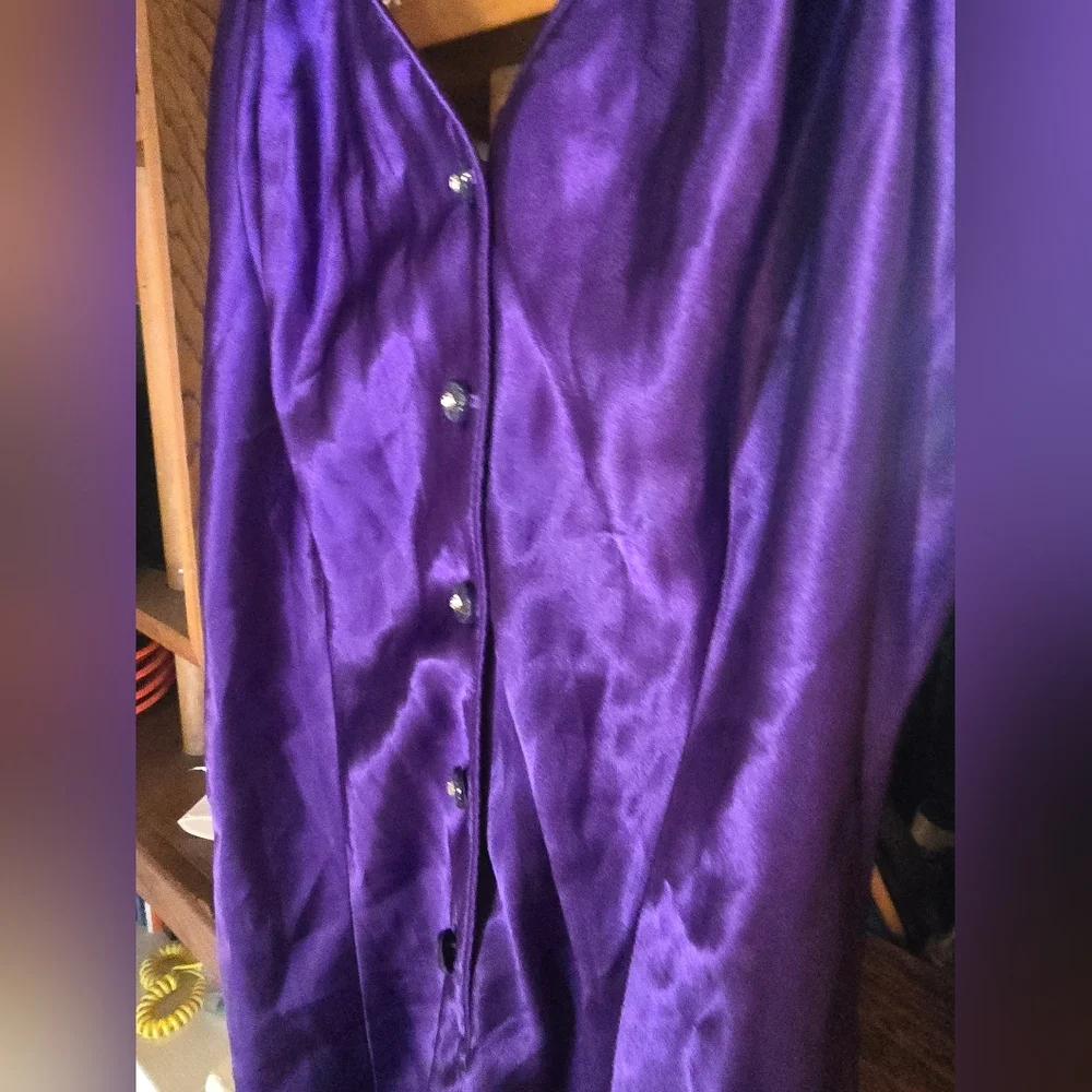 Cacique Vintage Purple Satin Romper Short Nightgown Medium